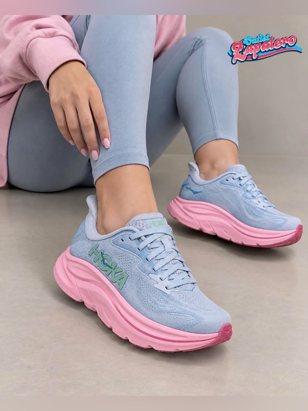 Hoka 💅 Clifton 10 Gray Pink Overcast Petal Running Shoes Sneakers Wmns 10 10D